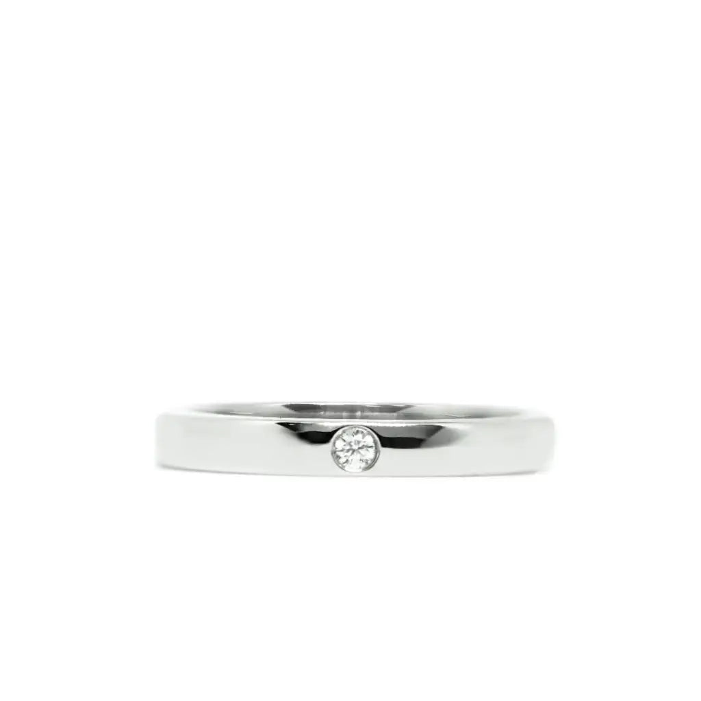 Kikoro Round Wedding Ring with Moissanite in 18K White Gold