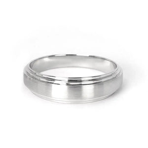 Satin Brushed Tapered Wedding Ring in 18K White Gold