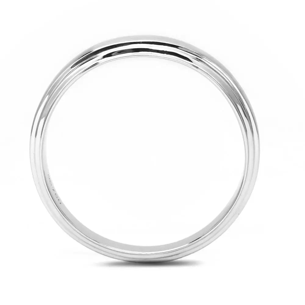 Satin Brushed Tapered Wedding Ring in 18K White Gold