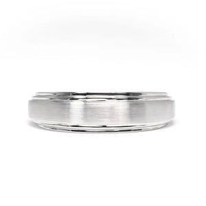 Satin Brushed Tapered Wedding Ring in 18K White Gold