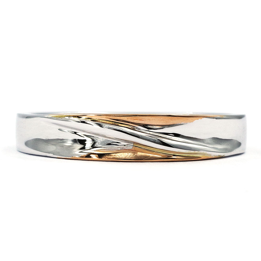 Serene Twist Design Wedding Ring in Duo Tone 18K Gold