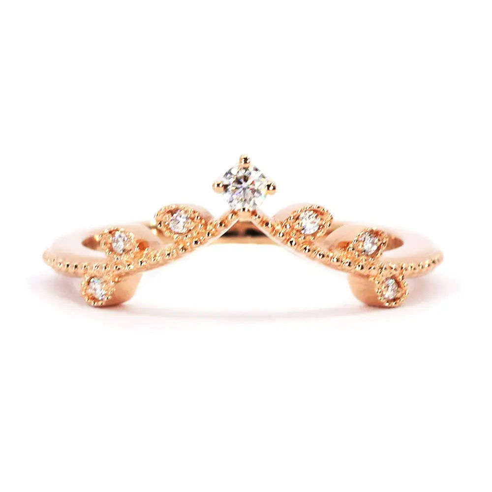 Tiara Milgrain Wedding Ring in 18K Rose Gold
