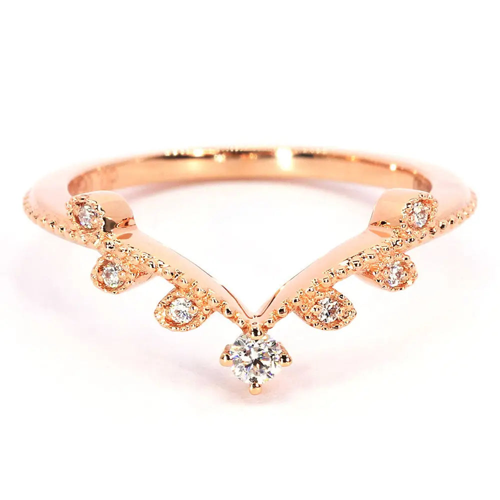 Tiara Milgrain Wedding Ring in 18K Rose Gold