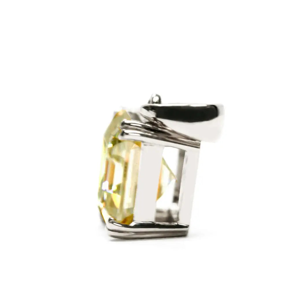 Asscher Canary Yellow Moissanite Solitaire Pendant in 18K gold - LeCaine Gems