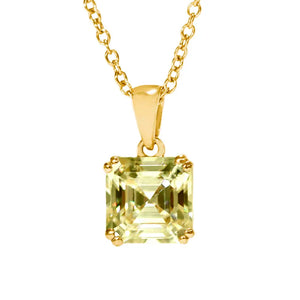 Asscher Canary Yellow Moissanite Solitaire Pendant in 18K gold - LeCaine Gems