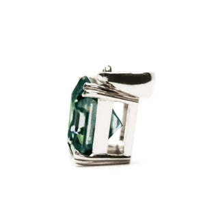 Asscher Forest Green Moissanite Solitaire Pendant in 18K gold - LeCaine Gems