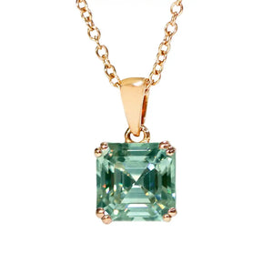 Asscher Light Green Moissanite Solitaire Pendant in 18K gold - LeCaine Gems