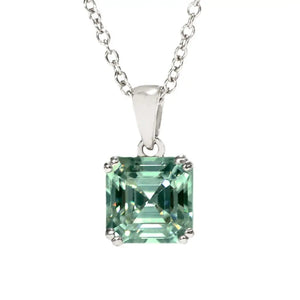 Asscher Light Green Moissanite Solitaire Pendant in 18K gold - LeCaine Gems