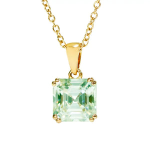 Asscher Mint Green Moissanite Solitaire Pendant in 18K gold - LeCaine Gems