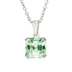 Asscher Mint Green Moissanite Solitaire Pendant in 18K gold - LeCaine Gems