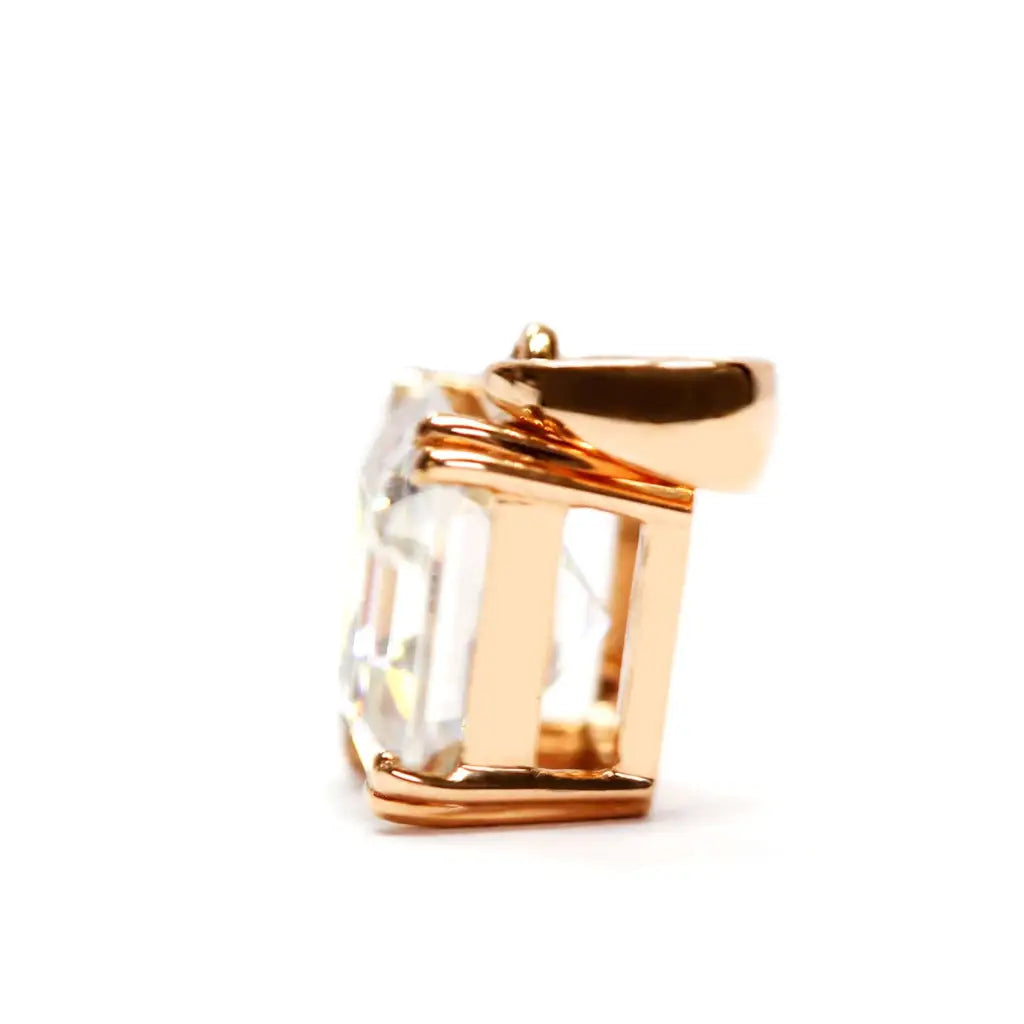 Asscher Moissanite Solitaire in Basket Setting Pendant in 18K gold - LeCaine Gems