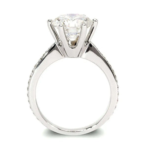Astrid Round Moissanite with Accent Tapered Band Ring - LeCaine Gems