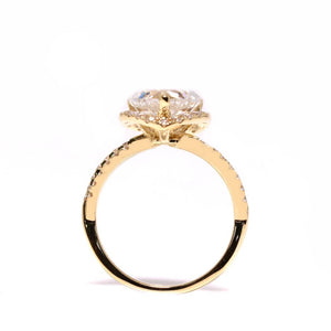 Attica Heart-shaped Moissanite with Halo in Pave Twist Band Ring in 18K gold - LeCaine Gems