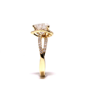 Attica Heart-shaped Moissanite with Halo in Pave Twist Band Ring in 18K gold - LeCaine Gems