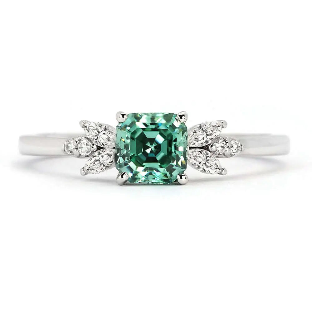 Avery Asscher Forest Green Moissanite Ring in 18K Gold - LeCaine Gems