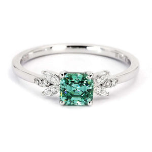 Avery Asscher Forest Green Moissanite Ring in 18K Gold - LeCaine Gems