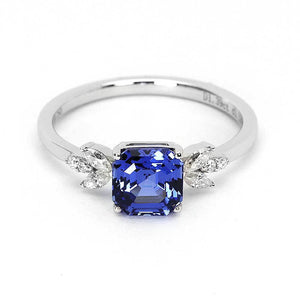 Avery Asscher Lab Grown Blue Sapphire Ring in 18K Gold - LeCaine Gems