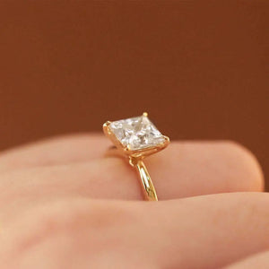 Beatrice Princess Moissanite Solitaire in 4 Prong Setting Ring in 18K gold - LeCaine Gems