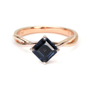 Bertha Asscher Dark Grey Blue Moissanite Ring in 18K Gold - LeCaine Gems