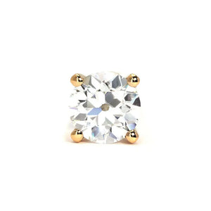 Blanche Round Old European Cut Moissanite Solitaire Stud Earrings in 18K gold - LeCaine Gems