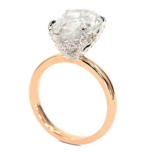 Brandi Pear Moissanite with Hidden Halo Ring in 18K gold - LeCaine Gems