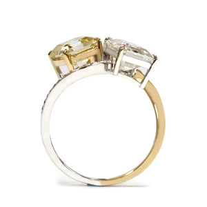 Canary Fancy Yellow and Colourless Asscher Cut Moissanite Ring - LeCaine Gems