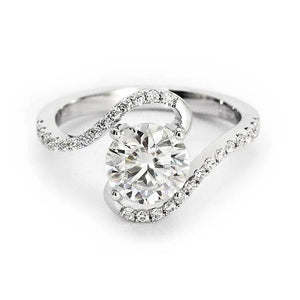 Carla Round Moissanite with Accent Bypass Band Ring - LeCaine Gems