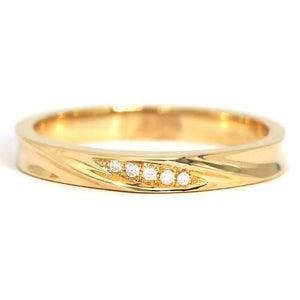 Carrie Carved Design Moissanite Accented with Fingerprint Engraving Wedding Rings in 18K gold - LeCaine Gems