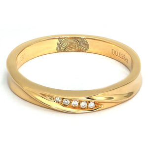 Carrie Carved Design Moissanite Accented with Fingerprint Engraving Wedding Rings in 18K gold - LeCaine Gems