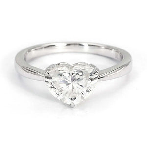 Celina Heart-Shaped Moissanite Solitaire Ring Basket Setting in 18K Gold - LeCaine Gems