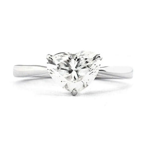 Celina Heart-Shaped Moissanite Solitaire Ring Basket Setting in 18K Gold - LeCaine Gems