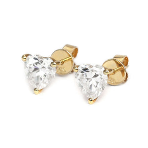 Celine Heart Shaped Moissanite Stud Earrings with V Prongs - LeCaine Gems