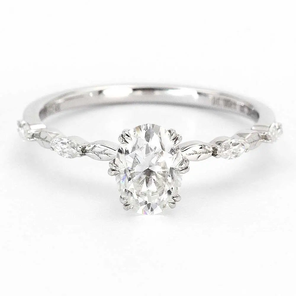 Charlotte Oval Moissanite Ring in 18K Gold - LeCaine Gems