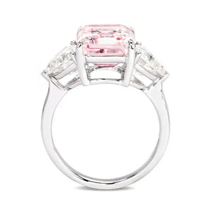 Cherie Emerald Lab Grown Pink Sapphire Trinity Ring in 18K Gold - LeCaine Gems
