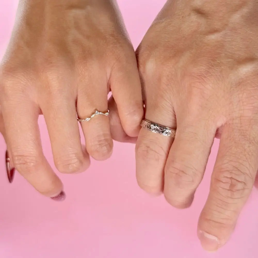Chloe 18K Gold Wedding Rings - LeCaine Gems