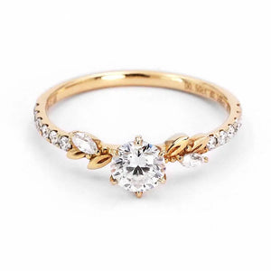 Chloe Round Moissanite Ring in 18K Gold - LeCaine Gems