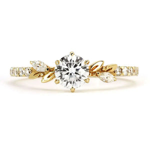 Chloe Round Moissanite Ring in 18K Gold - LeCaine Gems