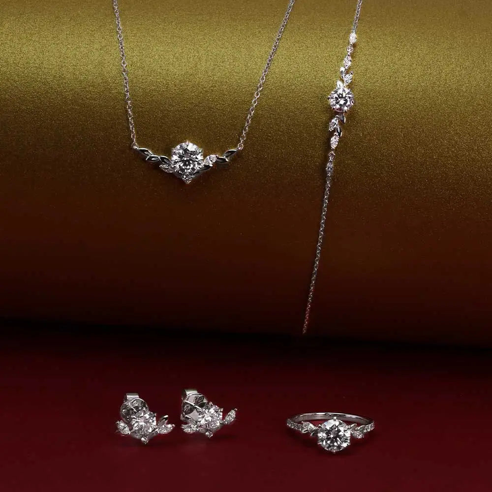 Chloe Vine Moissanite & Lab Grown Diamonds Si Dian Jin in 18K Gold- LeCaine Gems