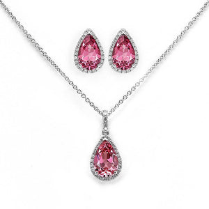 Coral Pink Sapphire Pear Cut Earrings in 18K Gold - LeCaine Gems
