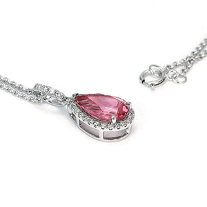 Coral Pink Sapphire Pear Cut Pendant in 18K Gold - LeCaine Gems