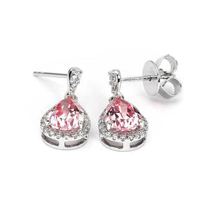 Coralis Pink Sapphire Pear Cut Dangling Earrings in 18K Gold - LeCaine Gems