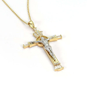 Crucifix with Lab Grown Diamonds in 18K Dual Gold