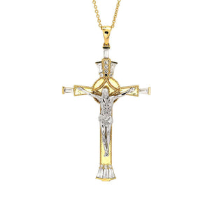 Crucifix with Lab Grown Diamonds in 18K Dual Gold