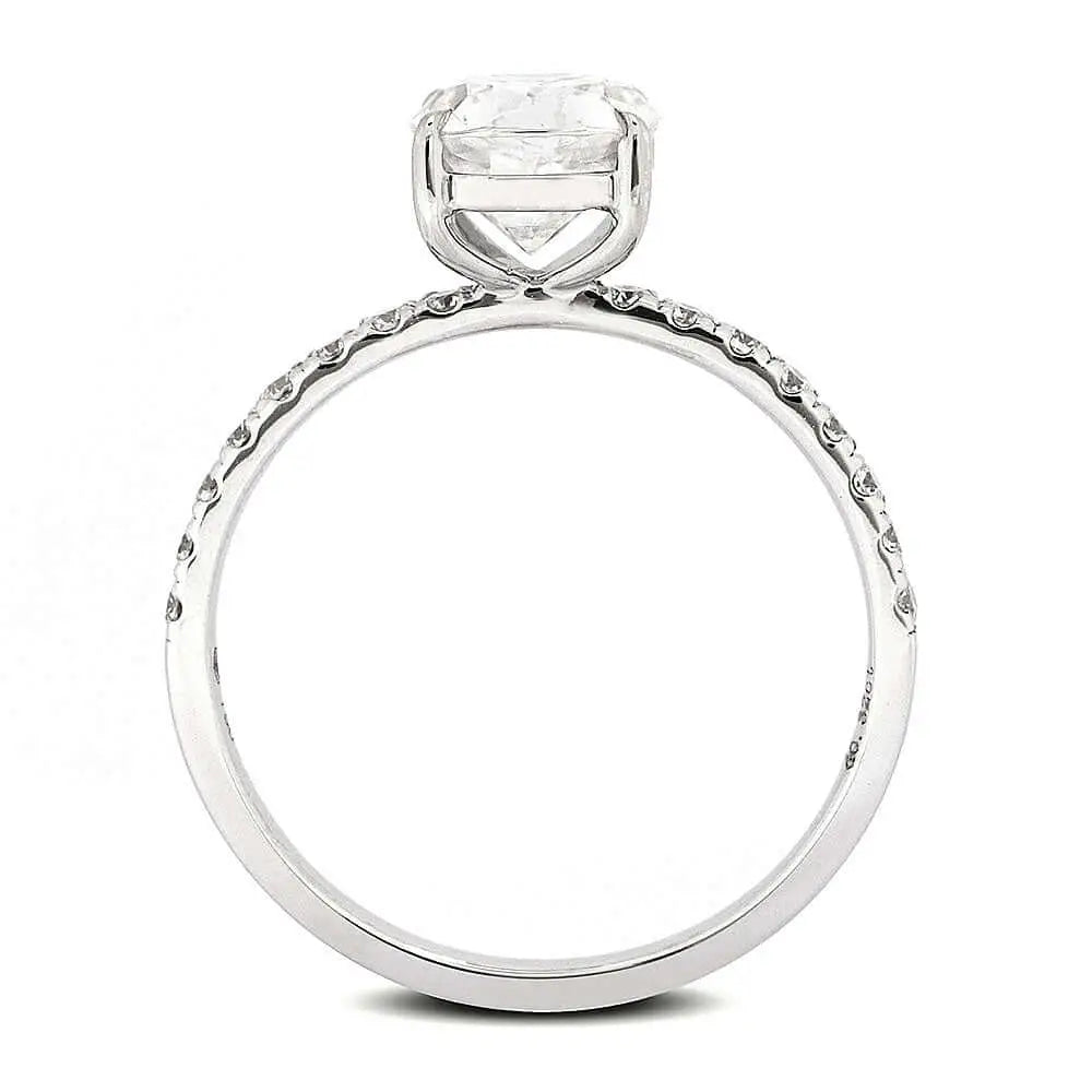 Cumba Cushion Moissanite with Pave Band Ring in 18K Gold - LeCaine Gems