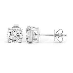 Cushion Cut Moissanite Solitaire in Basket Setting Stud Earrings in 18K gold - LeCaine Gems