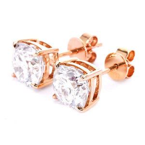 Cushion Cut Moissanite Solitaire in Basket Setting Stud Earrings in 18K gold - LeCaine Gems