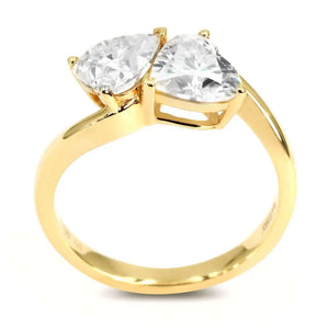 Daisy Heart-Shaped Moissanite Toi et Moi Ring in 18K gold - LeCaine Gems