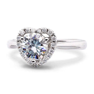 Daria Round Moissanite with Heart Shaped Halo Ring in 18K gold - LeCaine Gems