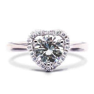 Daria Round Moissanite with Heart Shaped Halo Ring in 18K gold - LeCaine Gems