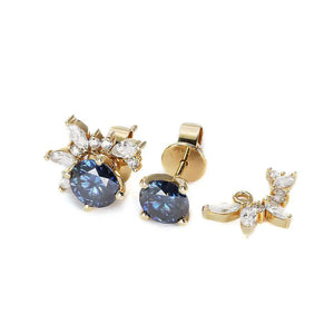 Delilah Blue Grey Moissanite Stud Earrings with Lab Grown Diamonds Jackets - LeCaine Gems